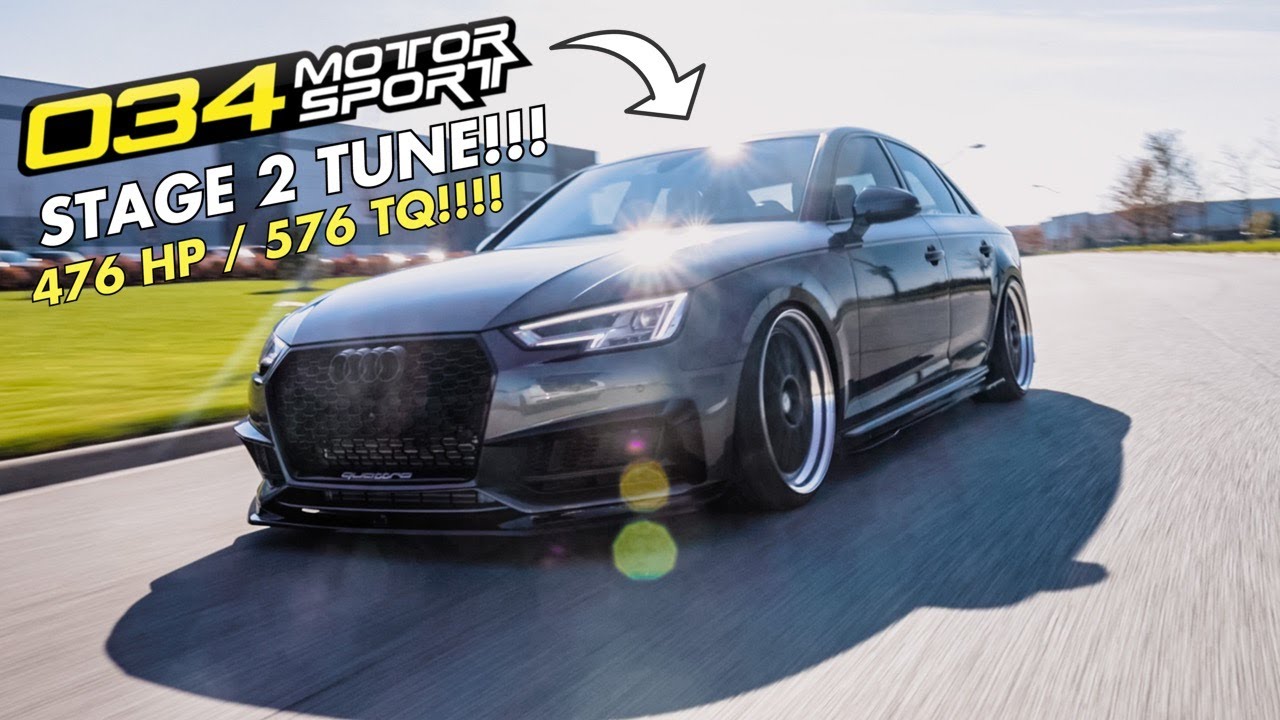 034 Motorsport Stage 2 Audi S4 B9 Первый заезд! (Разгон от 0 до 60 миль в час!)