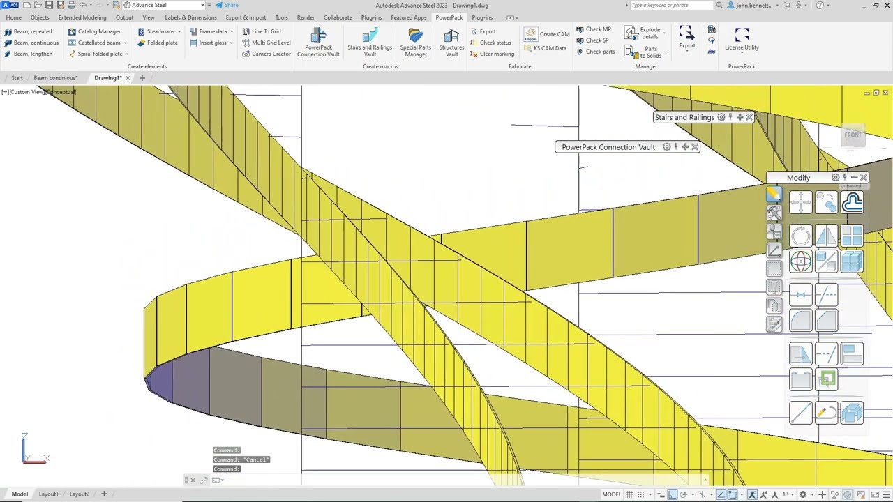 Creating a Spiral Folded Plate Using PowerPack plugin for Advance Steel