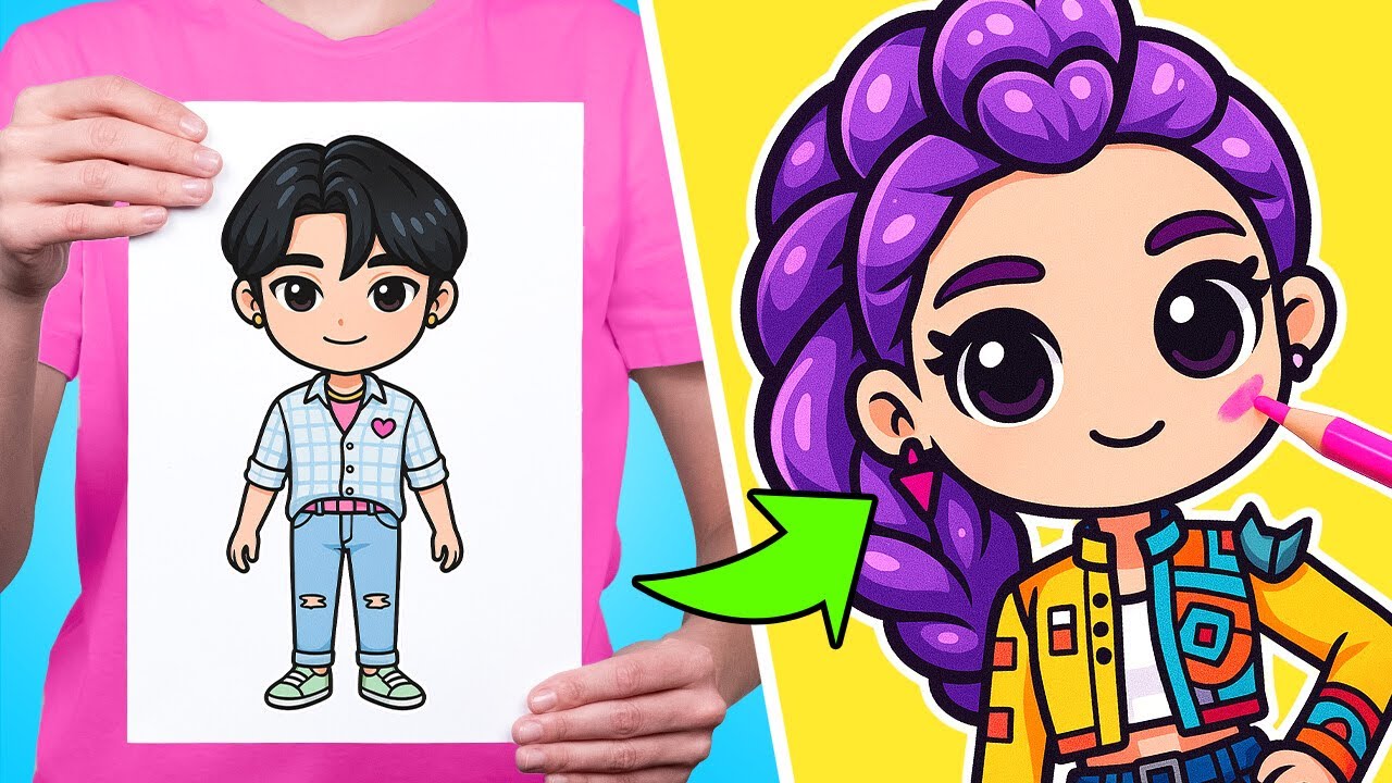 Рисуй, шути, повторяй: K-pop «Охотники на демонов» с Сэмом и Сью! 🧩🎤