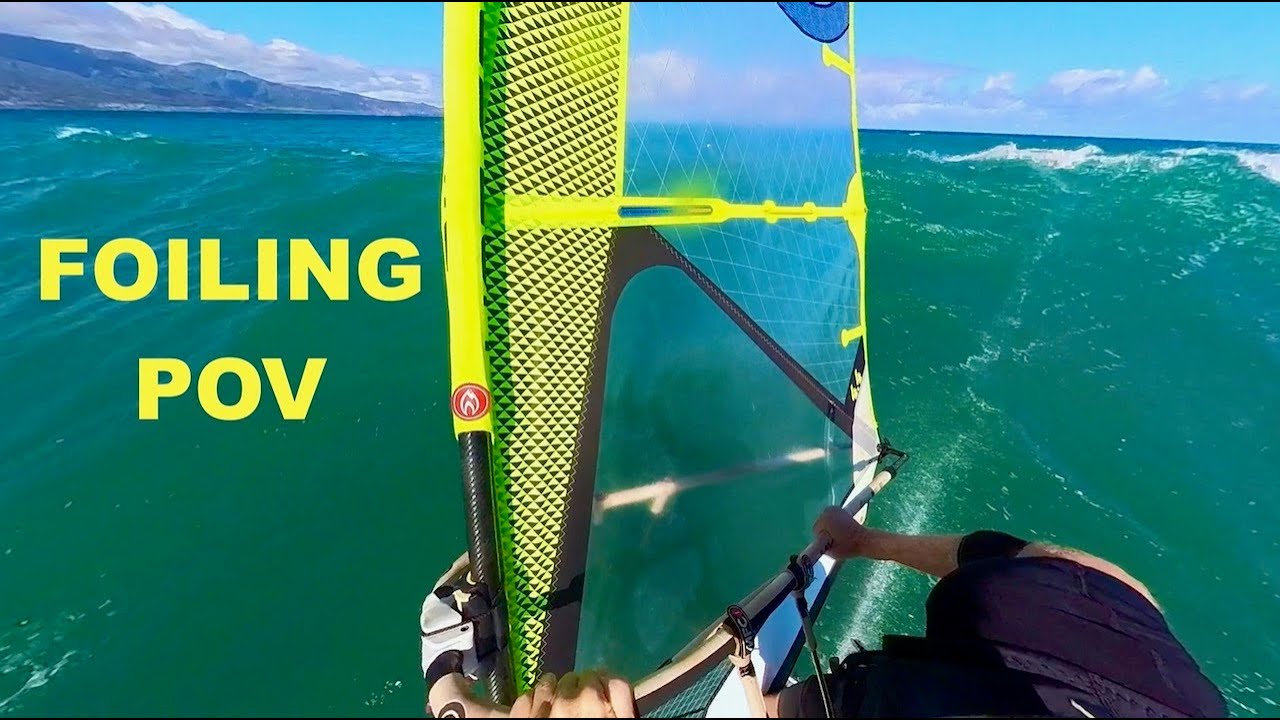 Kanaha Wave Windfoiling from my POV in December. Light winds and smooth waves makes for lots of fun