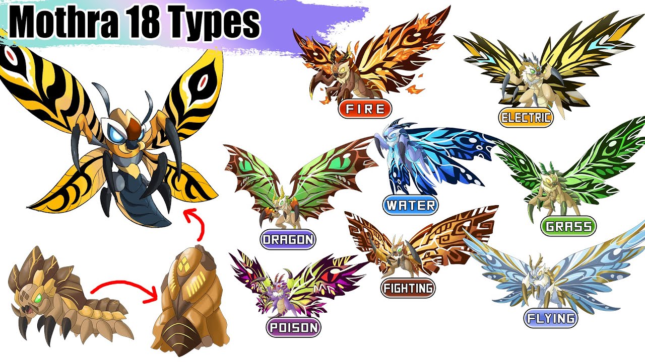 18 Types Mothra Grow Up Evolution | Monterverse Godzilla Fanart | Maxxive Jumpo