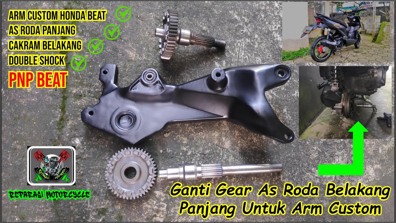 Arm Custom dan As Roda Belakang Custom Panjang Untuk Beat, Scoopy, Vario 110 New, dan Space