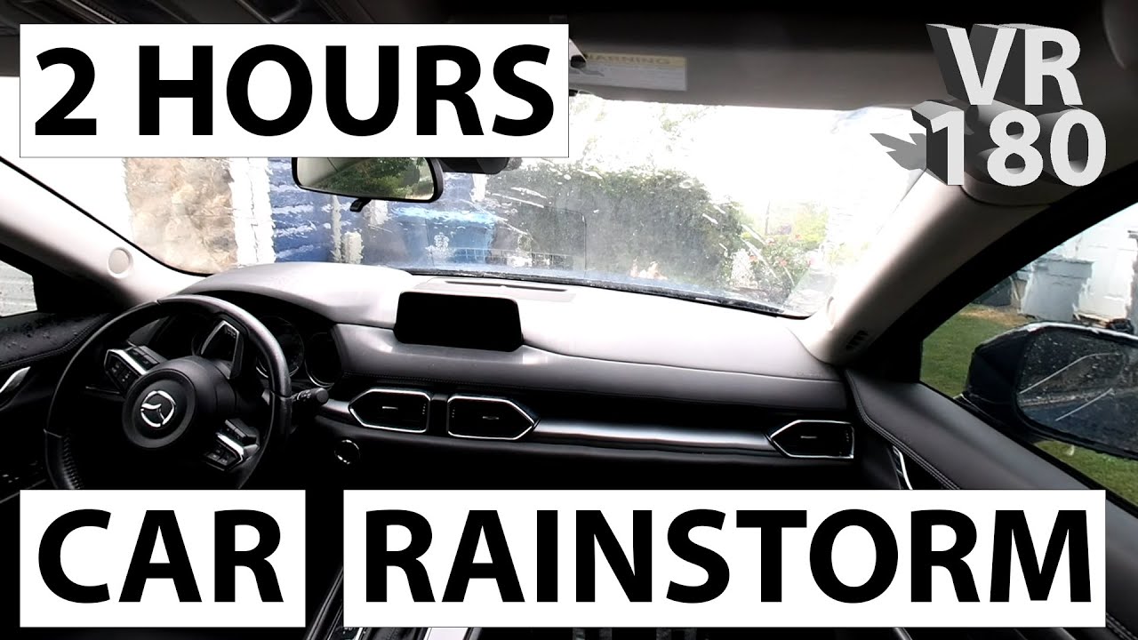 VR180 | Rainstorm in Stationary Car | Sleep Aid | 2 Hour