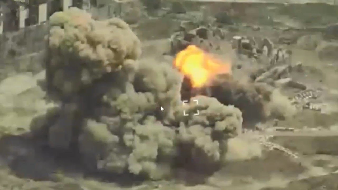 Ukrainian MiG-29 launches a JDAM air strike on a Russian base in Kherson region.