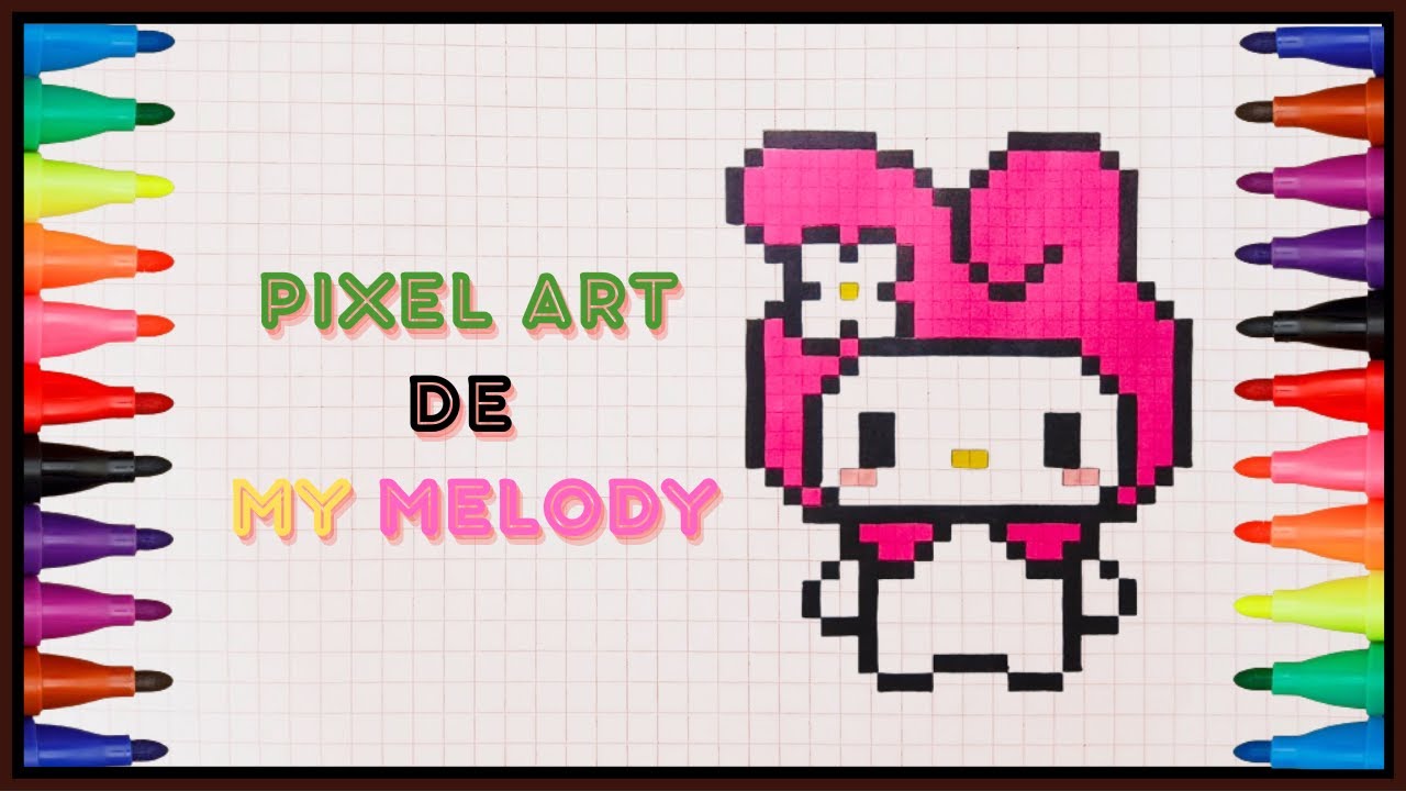 Como Dibujar a MY MELODY en pixel art Tutorial paso a paso-How to Draw MY MELODY in pixel art
