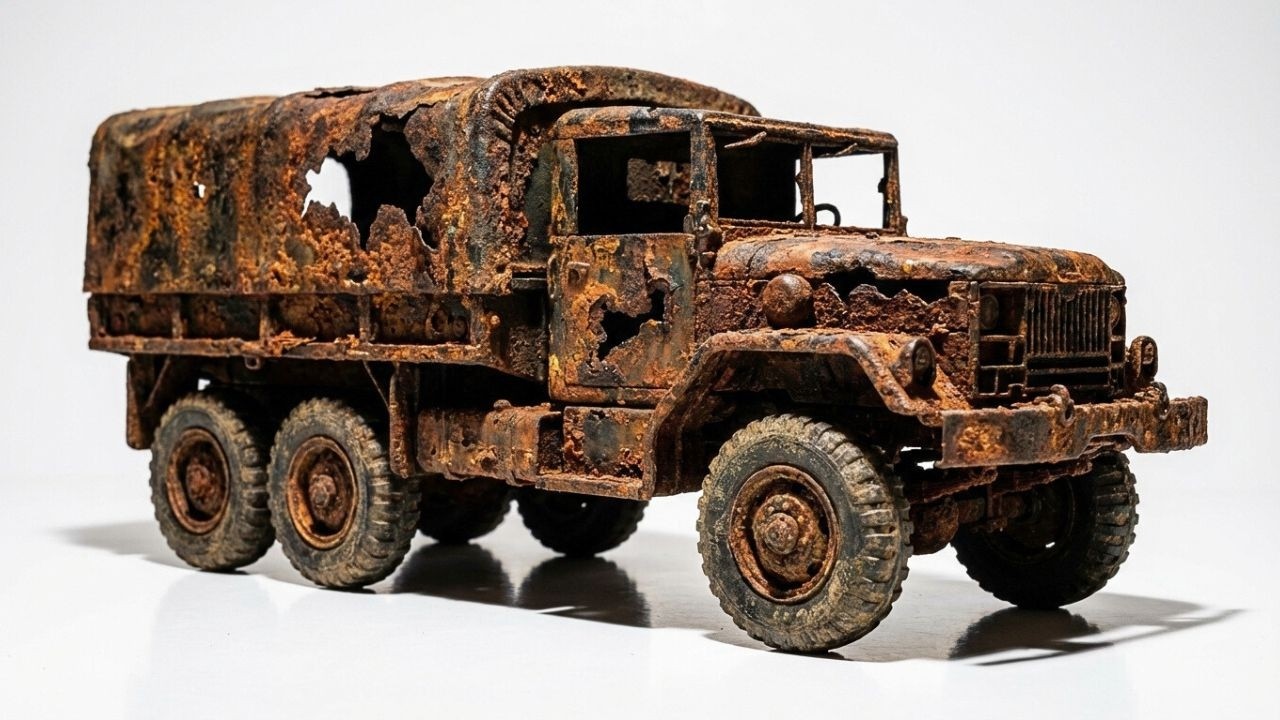Extreme Rusted Military 6x6 Model Truck Restoration | From Destroyed to Matte Army Green