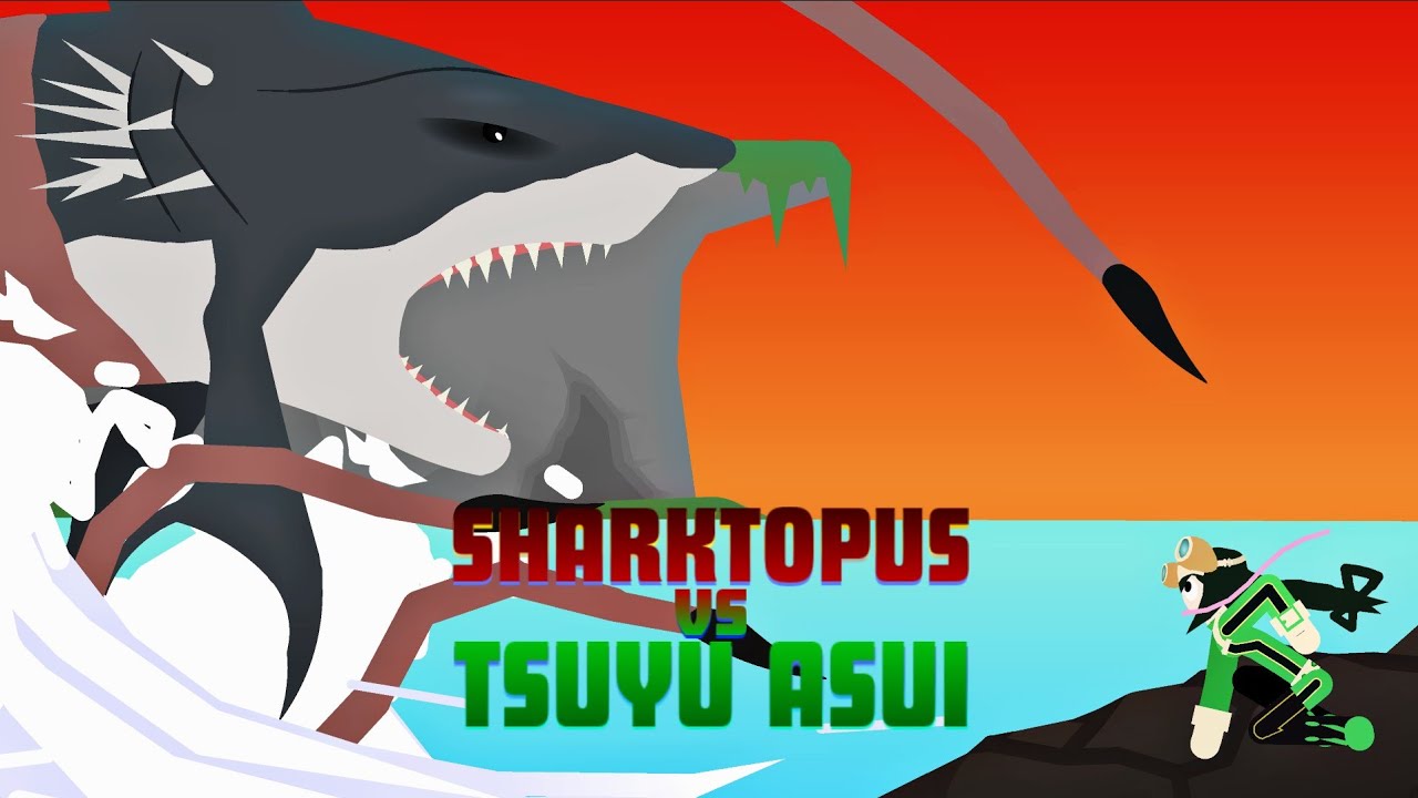 SHARKTOPUS vs Tsuyu Asui, battle animation stick nodes