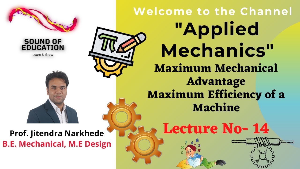 Lecture 14- Topic- Maximum Mechanical Advantage, Maximum Efficiency of Machine (Hindi).