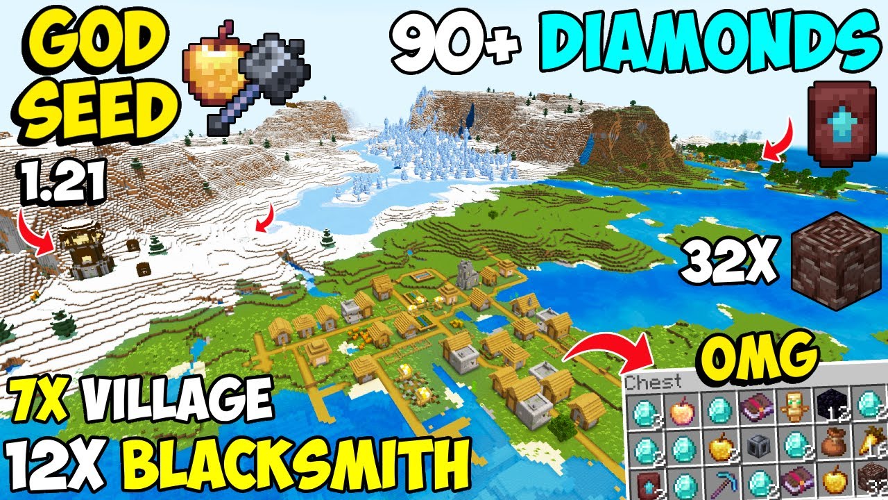 🔥Ultimate [God Seed] For Minecraft 1.21 Bedrock & PE | Five Blacksmith Village Seed Bedrock 1.21.124