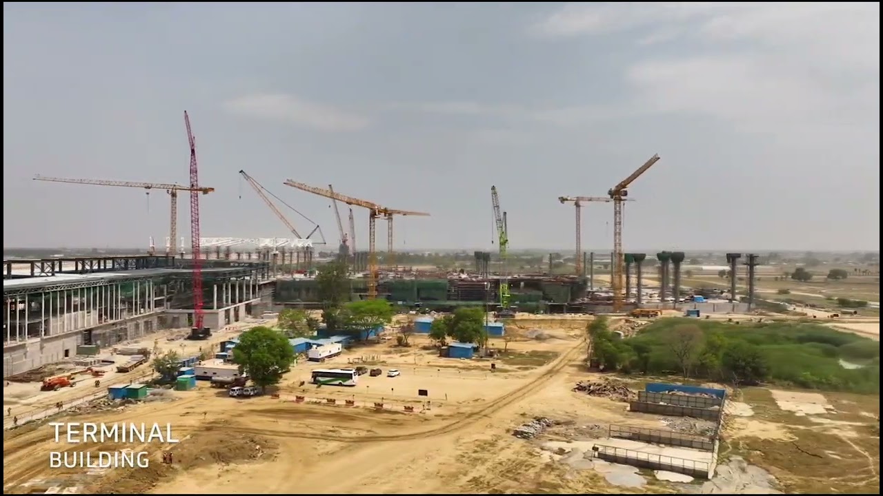 jewar airport Noida international airport stock footage