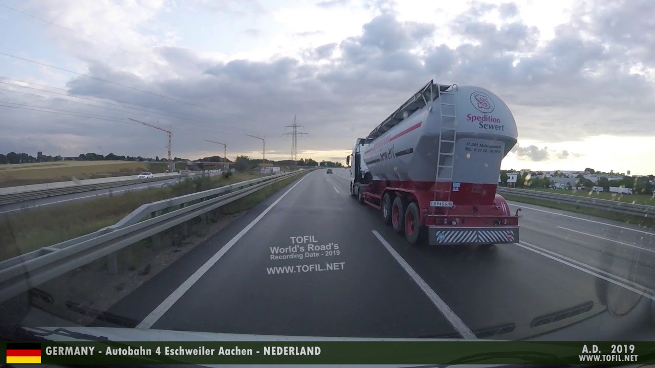1068 GERMANY - Autobahn 4 Eschweiler Aachen - NEDERLAND DASHCAM 2019 WWW.TOFIL.NET
