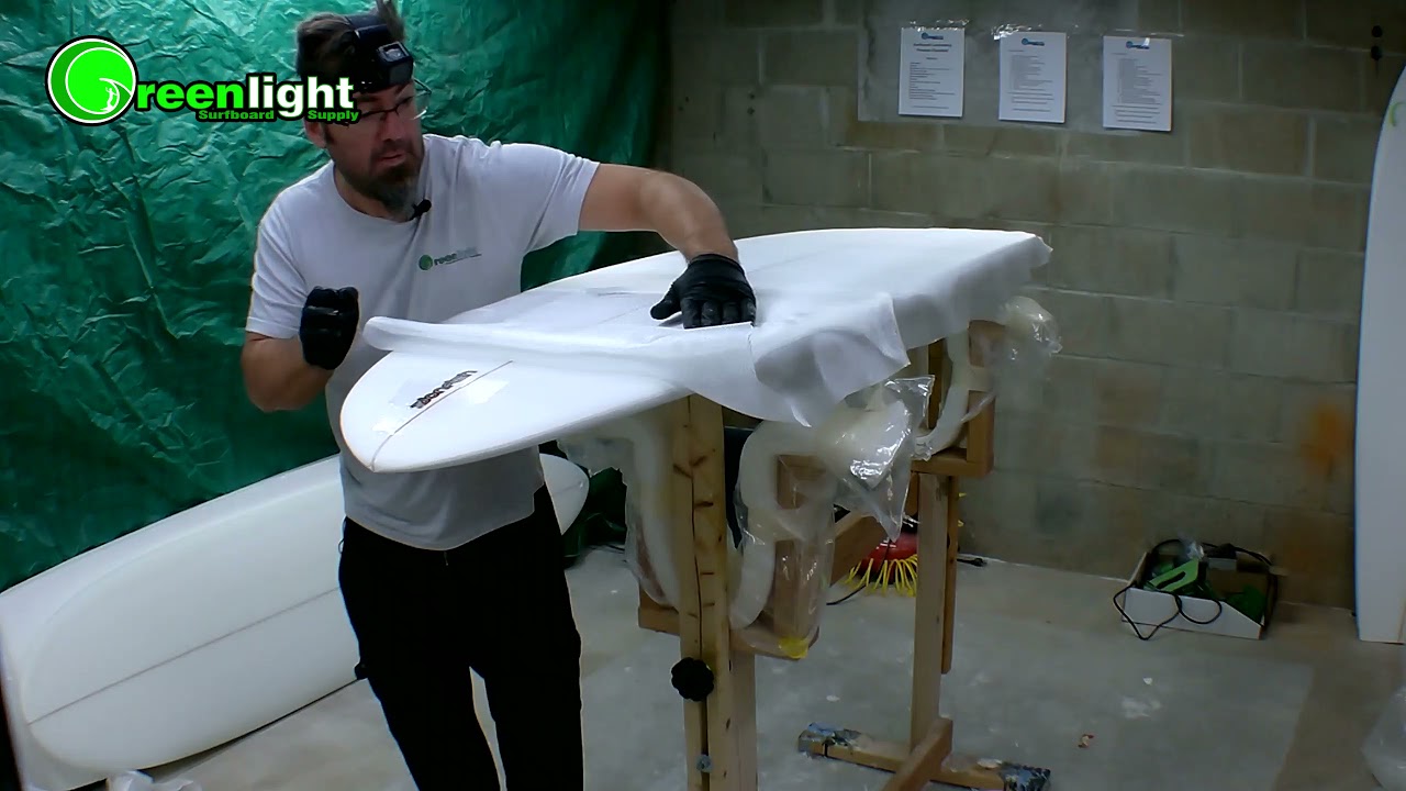 Surfboard Glassing -Epoxy- Bottom Lamination Free Lap Quick Edit