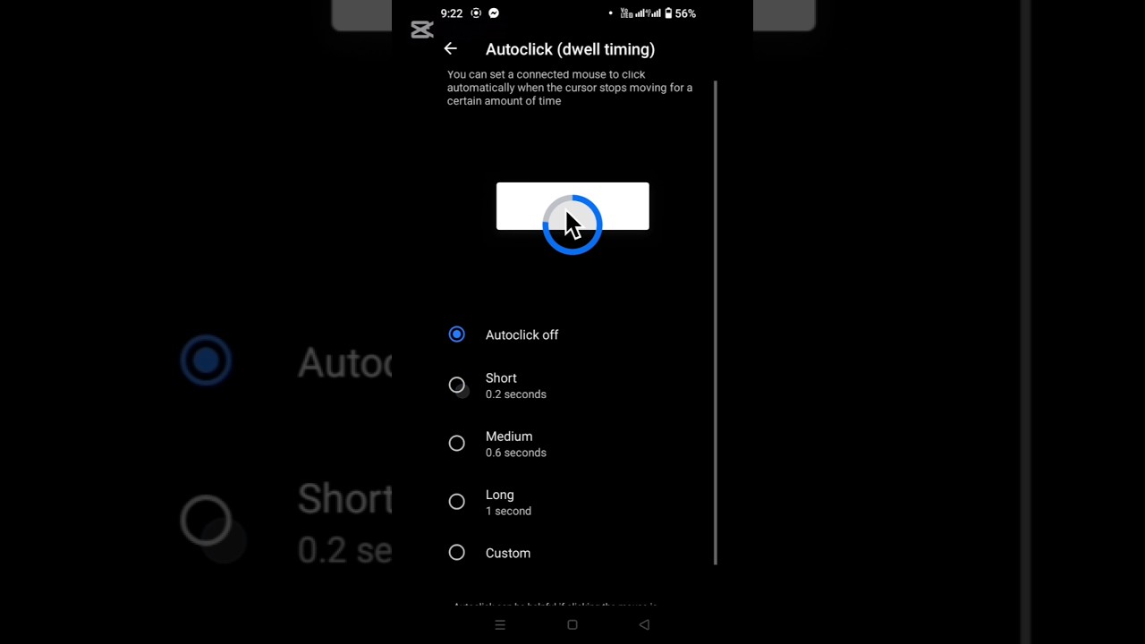 Autoclick (dwell timing) Accessibility Secret Features | Input Device #shorts #youtubeshorts #mobile