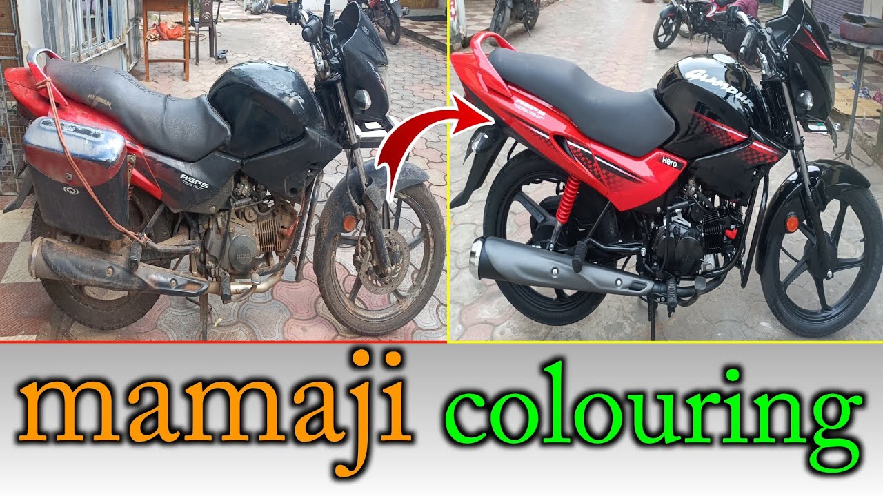 Hero Honda 2016 Glamour BS4 model फुल बॉडी कलर! colour Mamajee Colouring black red     ♥️ #viral 🔻