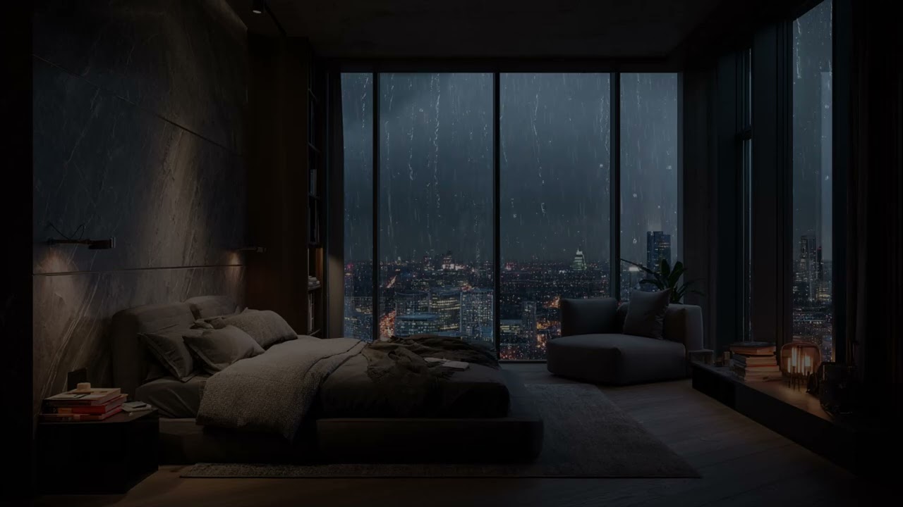 Rain taps softly on the attic roof ☔ while old radio songs blur into distant thunder hum