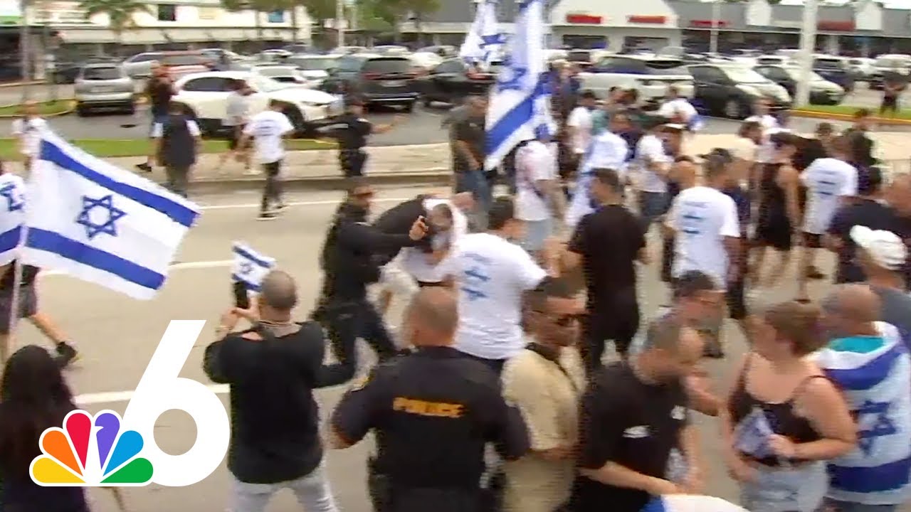 Chaos erupts when 2 South Florida protest groups FACE OFF over Israel-Palestine conflict