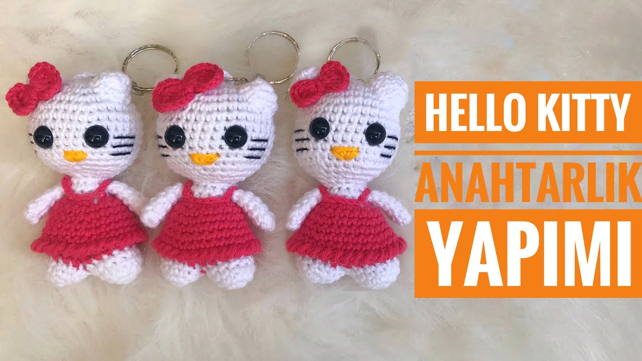 AMIGURUMI Hello Kitty Anahtarlık Yapımı( Amigrumi Hello Kitty Keychain Tutorial) ENG SUBS ON)
