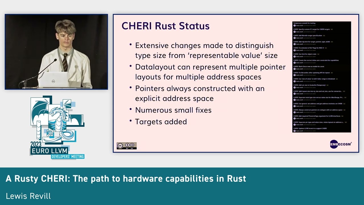 2023 EuroLLVM - A Rusty CHERI: The path to hardware capabilities in Rust