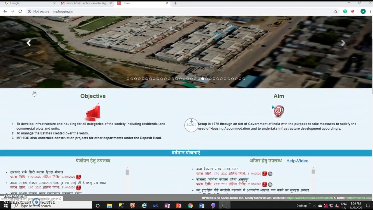 Online Application for Scheme of MP Housing Board through MP-Online Portal