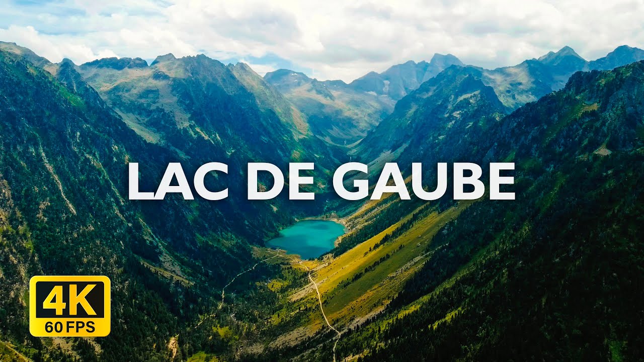 Полет над озером LAC DE GAUBE в Пиренеях, Франция (4K UHD 60fps) | Расслабляющая музыка