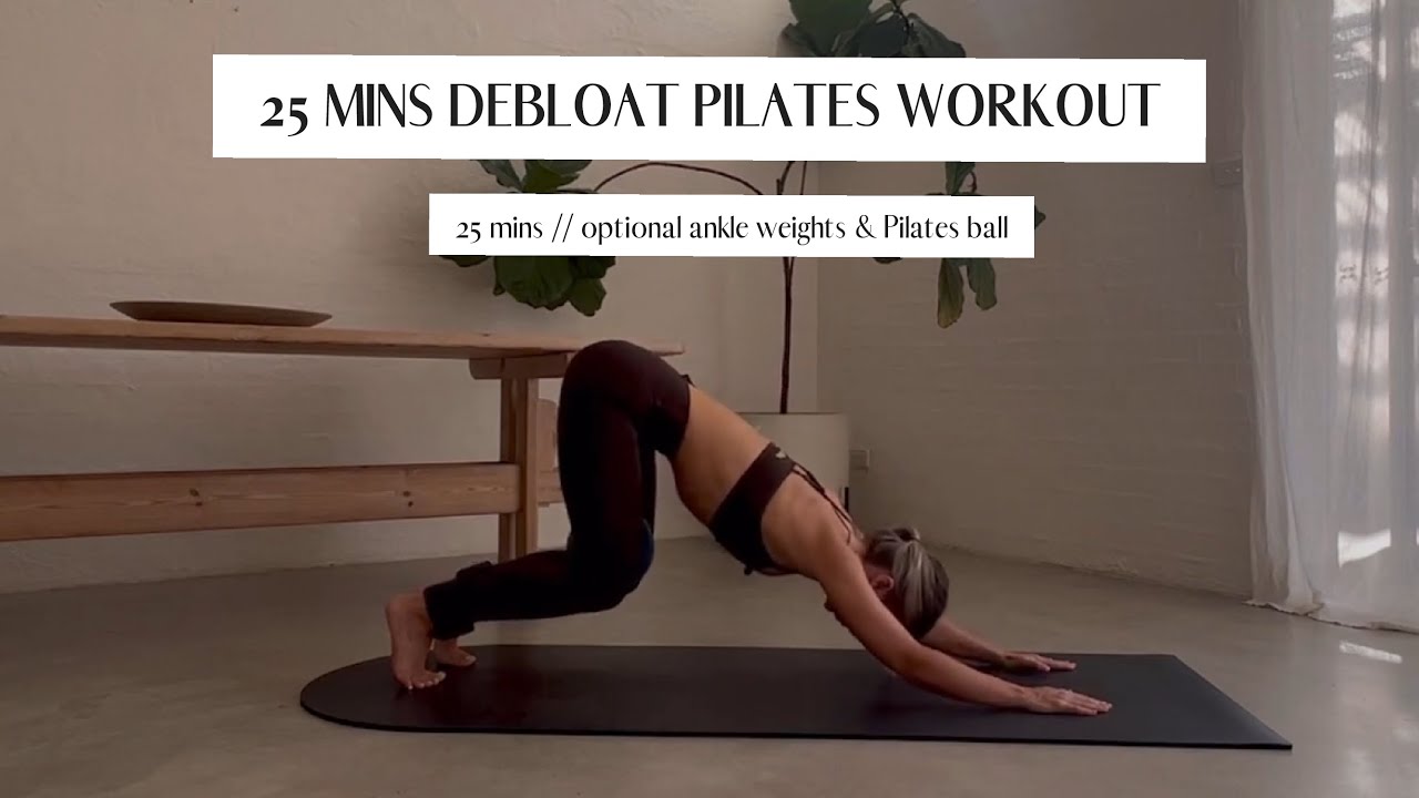 25 minute debloat and core Pilates workout // using an optional Pilates ball