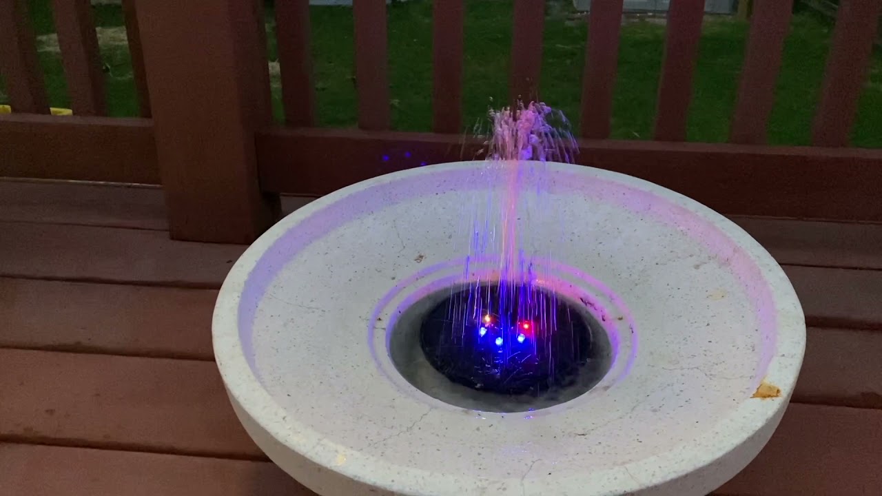 3W Solar Bird Bath Fountains with LED Lights, GAIZERL Solar Fountain with 900mAh Battery Backup