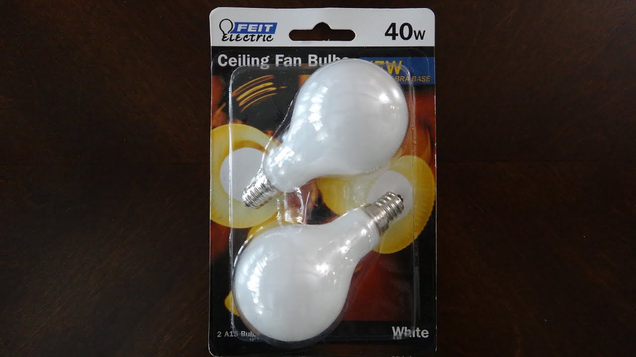 FEIT 40watt White Ceiling Fan Light Bulbs