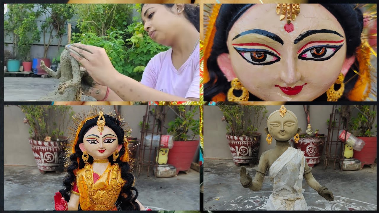 lokkhi/Lakshmi Maa idol/murti making at home || Lakshmi idol making with clay || #idolmaking