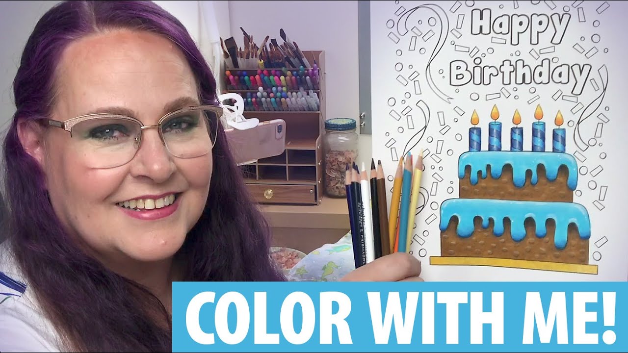 How to Color a Birthday Cake with Colored Pencils & Alcohol Markers