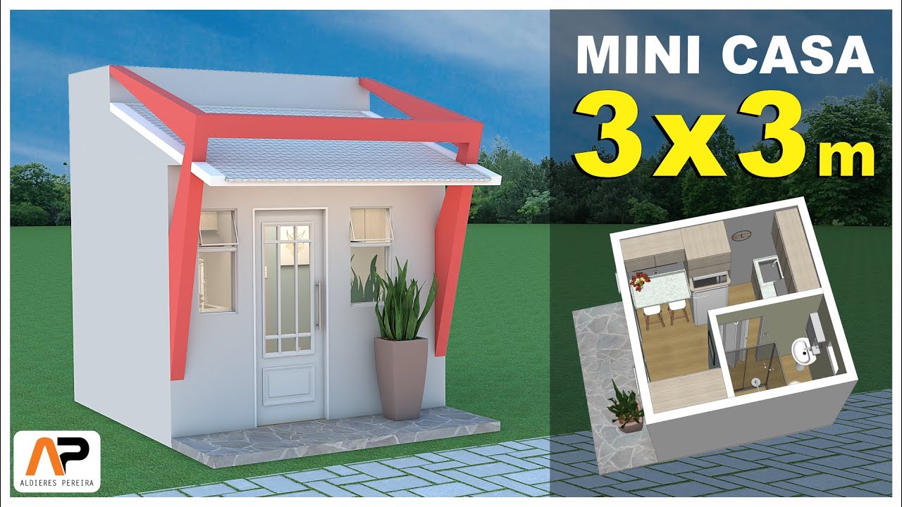 MINI CASA 3 X 3 m PURA – KITNET DE 9m² - Uma solução para terrenos pequenos