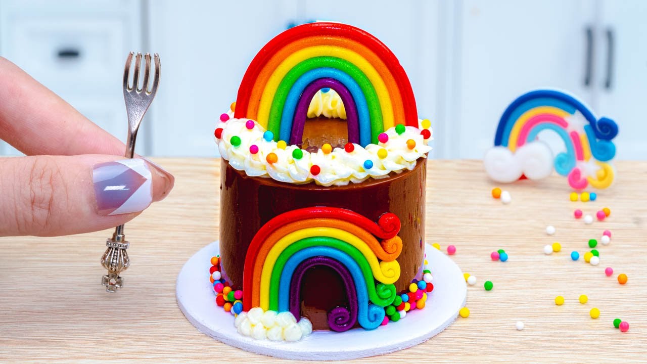 Satisfying Miniature Rainbow Chocolate Cake Decorating Ideas | Awesome Mini Chocolate Cake Recipe