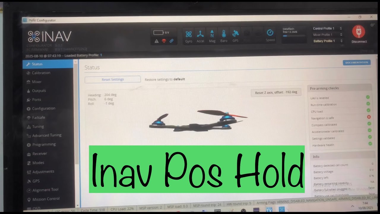 INAV setup for position / altitude hold