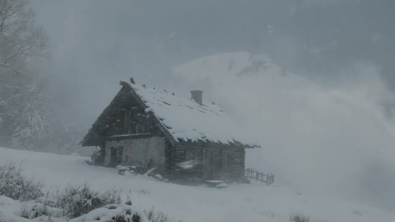 Snowstorm at a Remote Mountain Cabin | Relaxing Blizzard Sounds