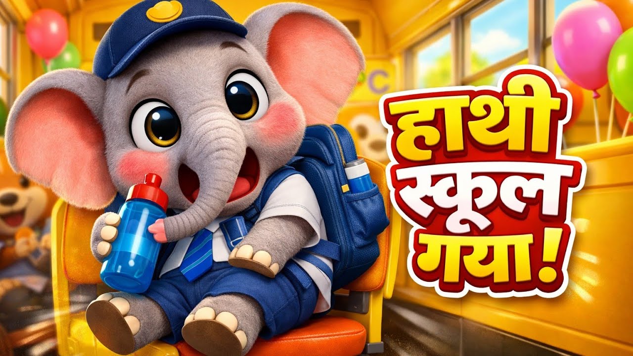 हाथी दादा स्कूल गए 🐘 | Funny Hindi Nursery Rhyme for Kids | Baby Elephant School Song
