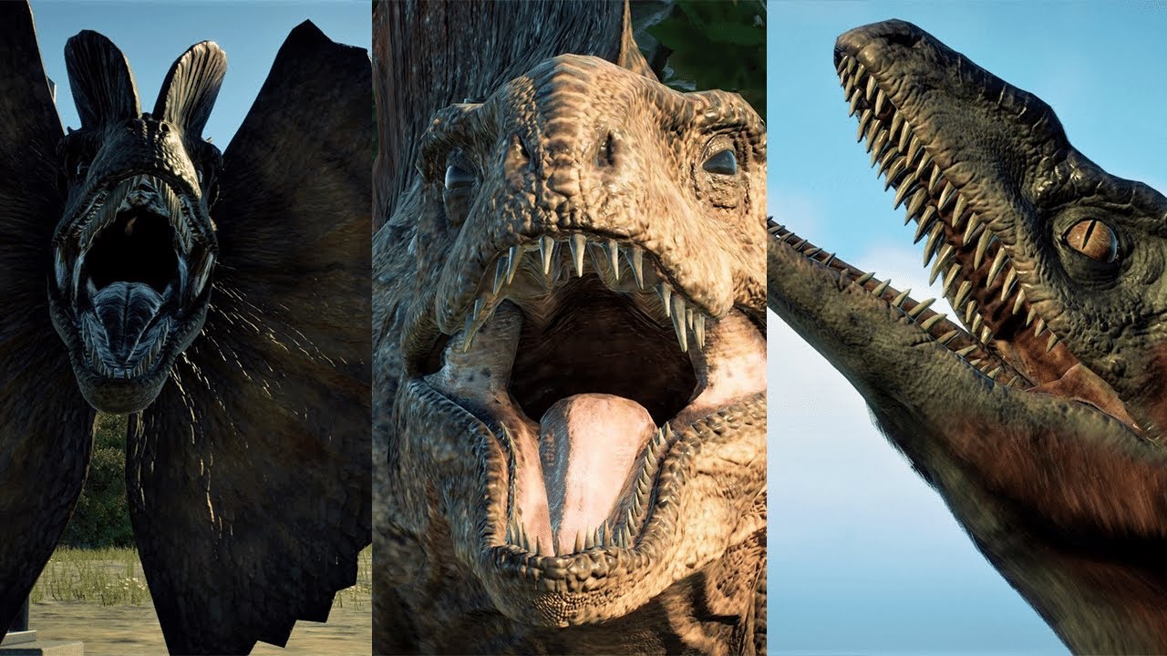 DILOPHOSAURUS VS DIMETRODON VS PYRORAPTOR (New Species/Variants) - Jurassic World Evolution 2