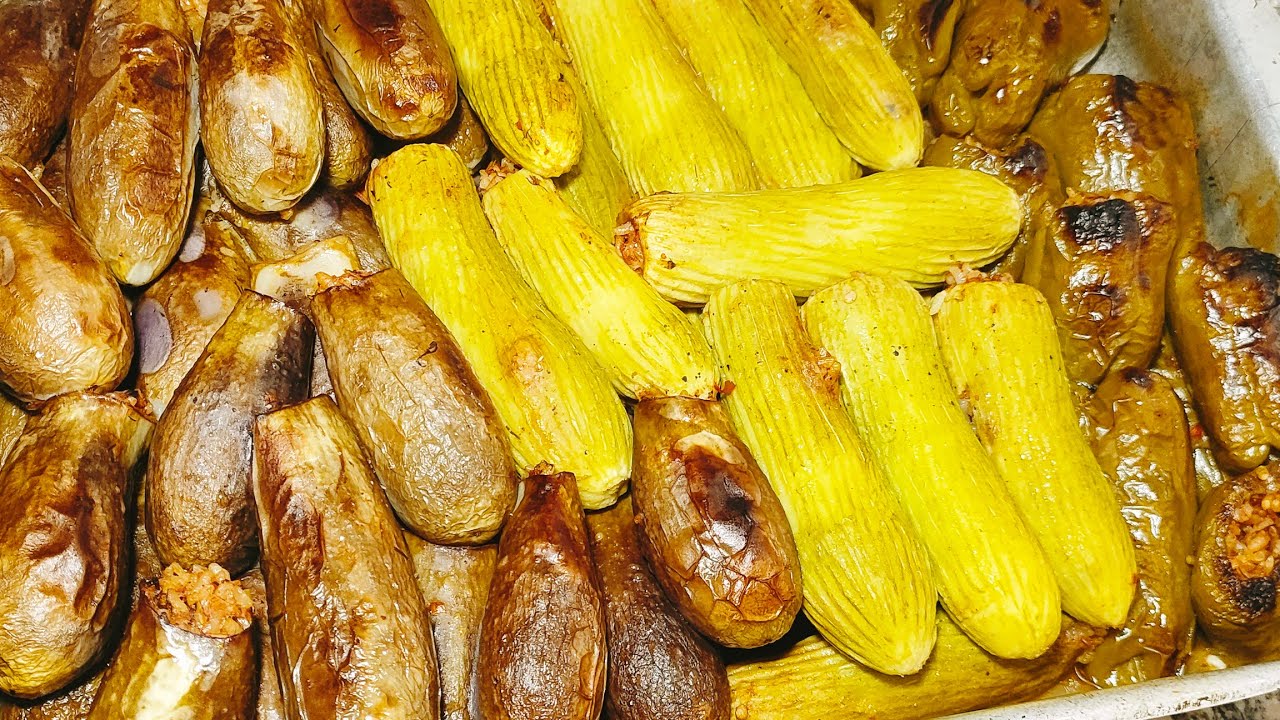 طريقه عمل المحشي المصري بتنجان وكوسه وفلفل وسر خلطه المحشي الجبارة 👍وسر التسويه الصح 😋عندي وتحدي💪
