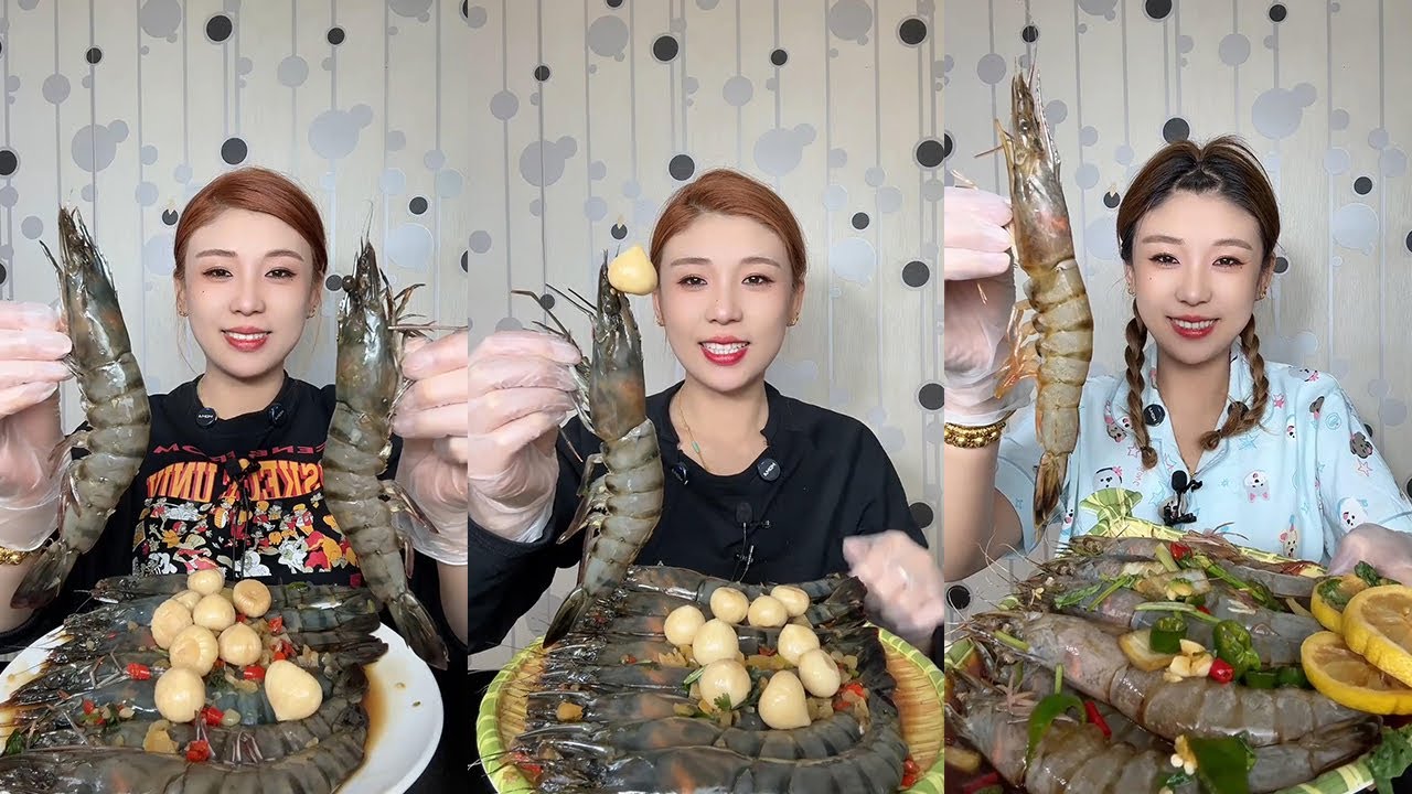 【Mukbang】Tiger Shrimp+Oriental Shrimp🦐🍋🧄🌶#Seafood#asmr#yummy