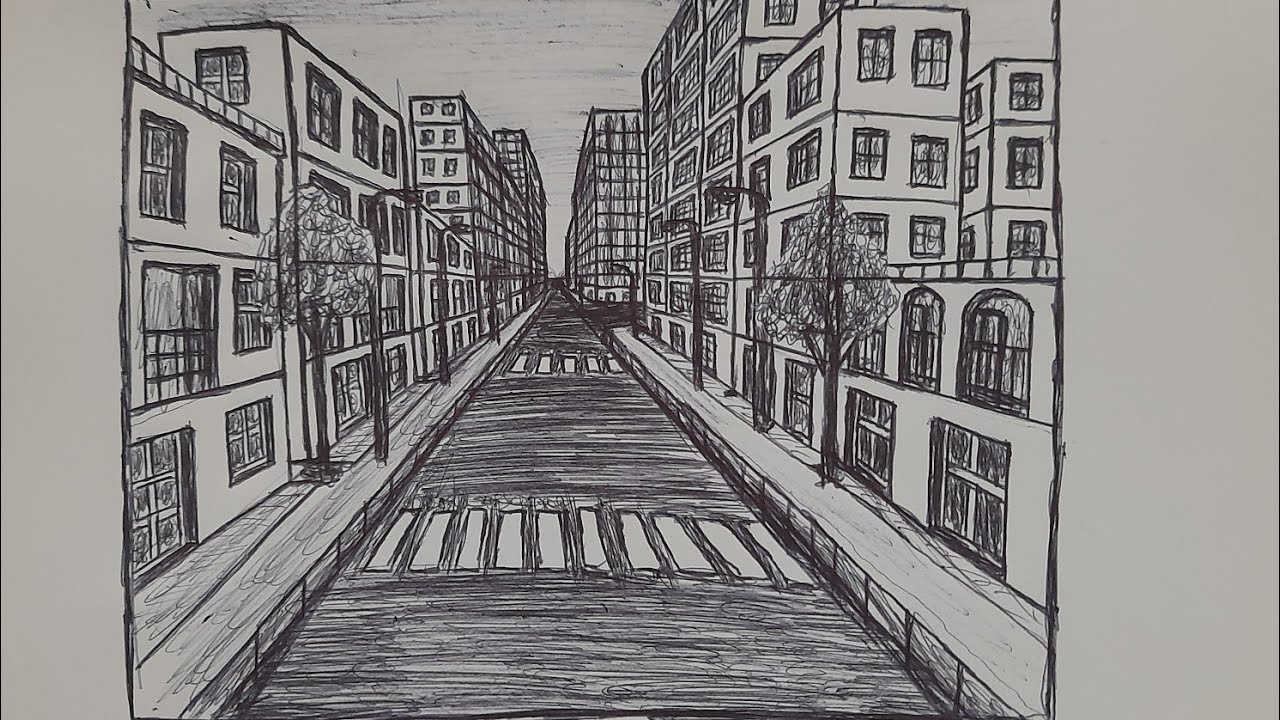 Comment dessiner une  ville en 1 point perspective