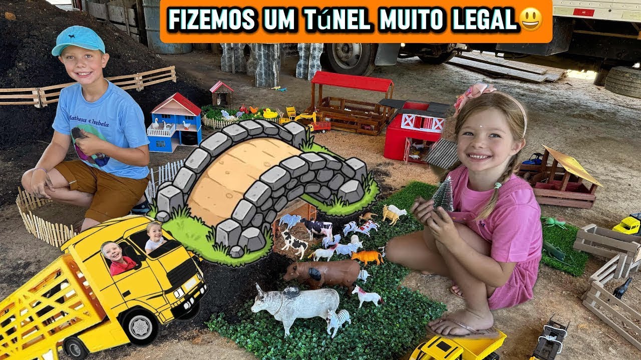 FAZENDINHA do MATHEUS e ISABELA - FIZEMOS um TÚNEL para PASSAR a BOIADA - LEVANDO os BOIS no PASTO🐄🚜