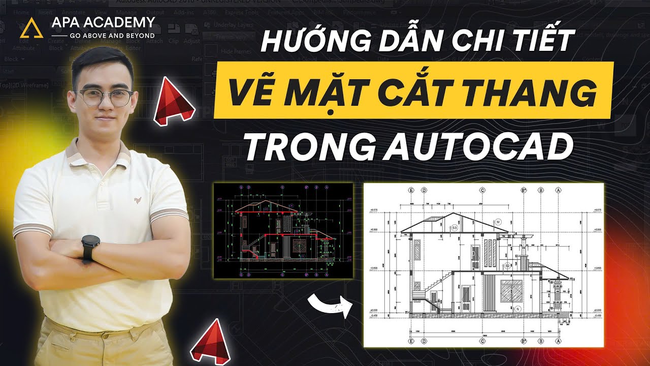 Hướng dẫn chi tiết vẽ mặt cắt thang trong Autocad
