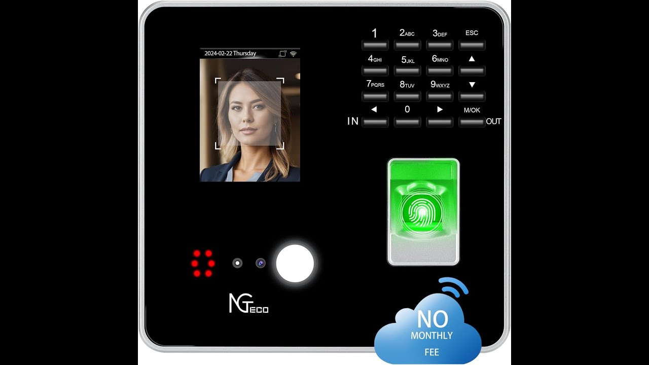 NGTeco Cloud Time Clock - Remote Control 2.4GHz WiFi Time Clocks for Employees Small Business
