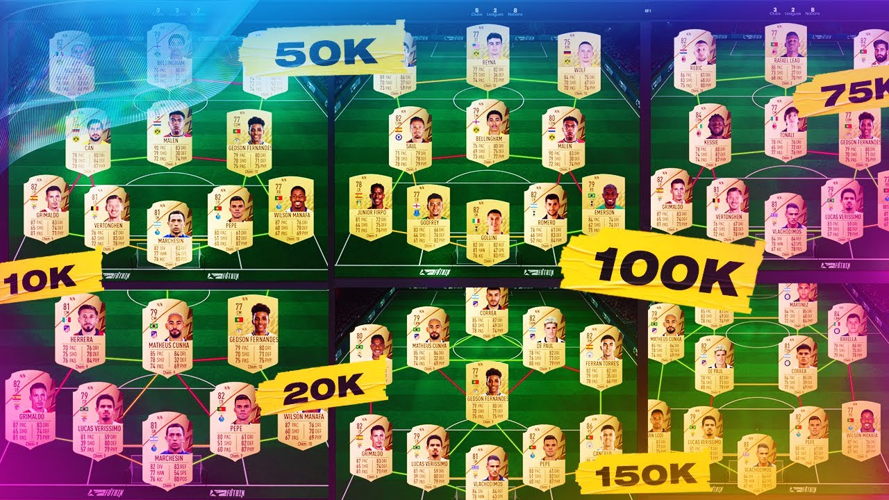 FIFA 22 ALL BEST STARTER TEAMS! FIFA 22 50K, 75K, 100K, 150K, 200K, 250K HYBRID SQUAD BUILDER!