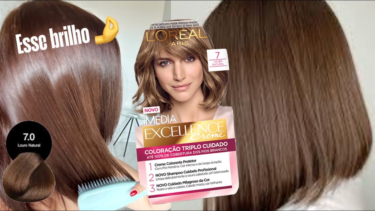 Pintando o cabelo em casa | Tintura L Oreal Imedia Excellence Creme N 7 LOURO NATURAL