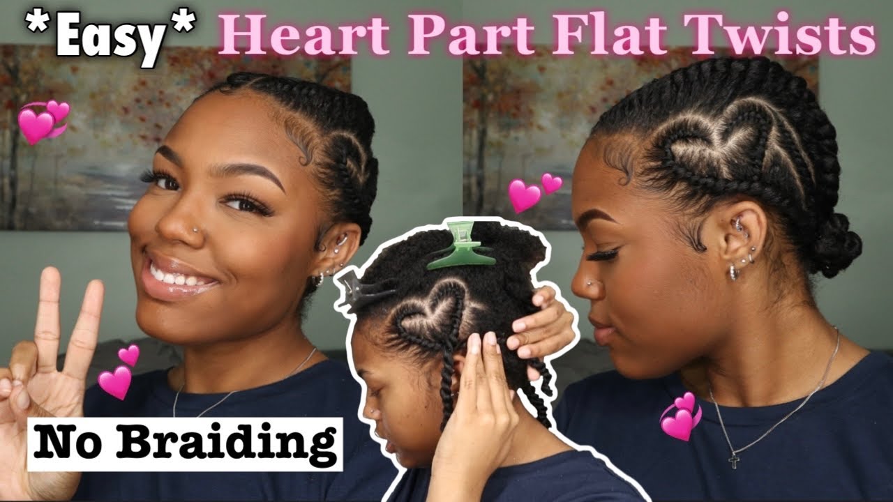 Trending Heart Part Hairstyle with Flat Twists! *Way Easier Than Braids*