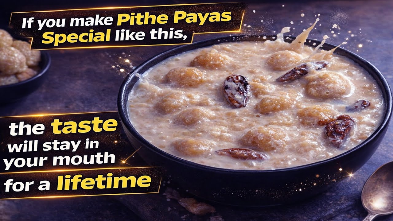 Easy Pithe Payesh Recipe for Paush Sankranti | Creamy Rice Kheer with Sandesh & Coconut |