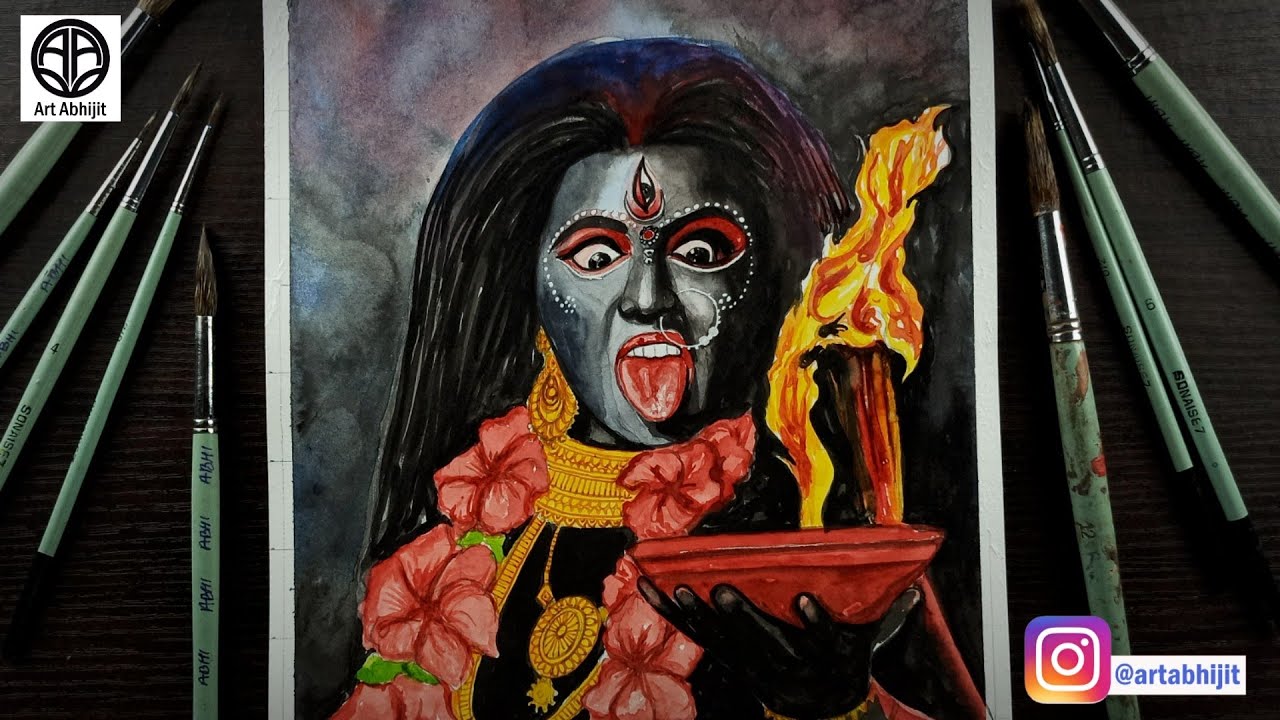 Kali Maa painting | How to draw Kali Maa | Maa Kali Drawing | Kali Maa painting with watercolor
