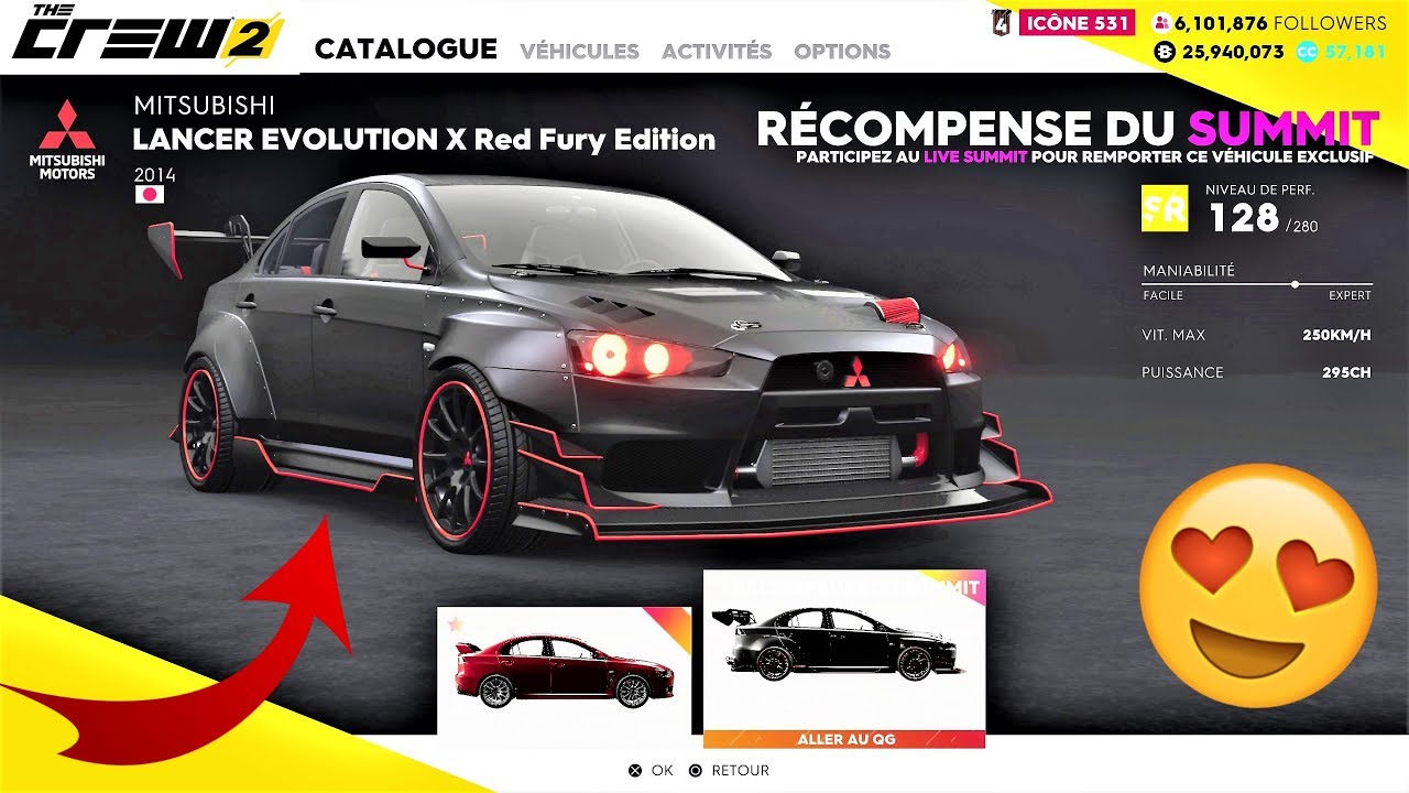 The Crew 2 Mitsubishi Lancer Evolution X Red Fury