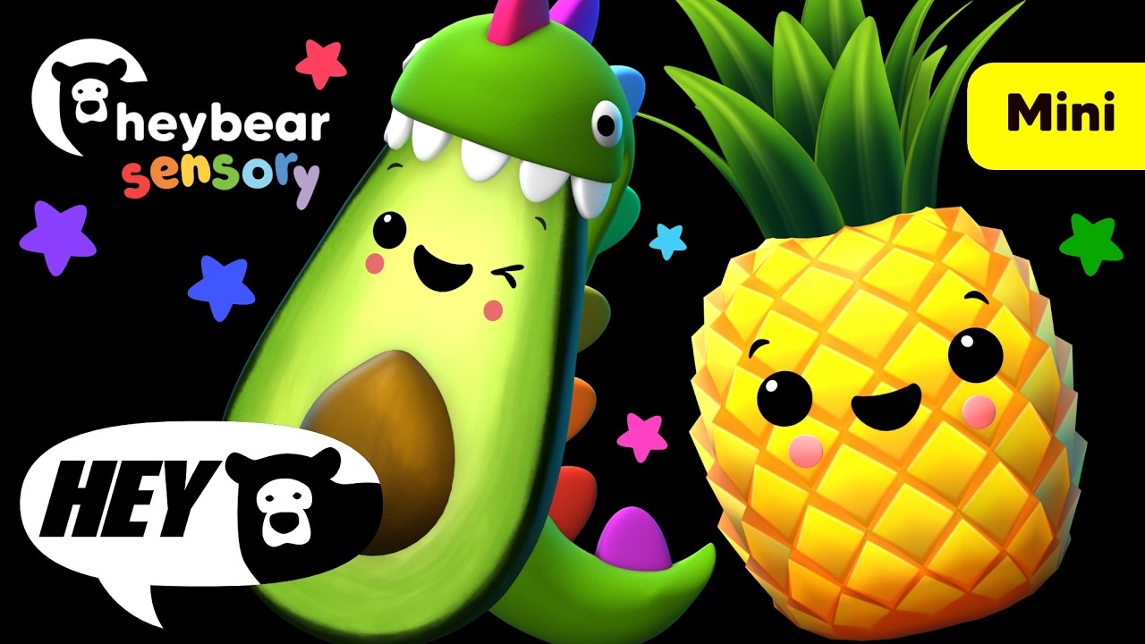 Dancing Fruit Party Video! Avocadosaurus and Pineapple! - Hey Bear Sensory