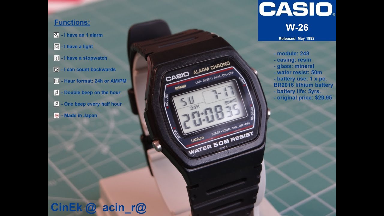 Vintage Casio W-26 module 248 Japan, Marlin watch family