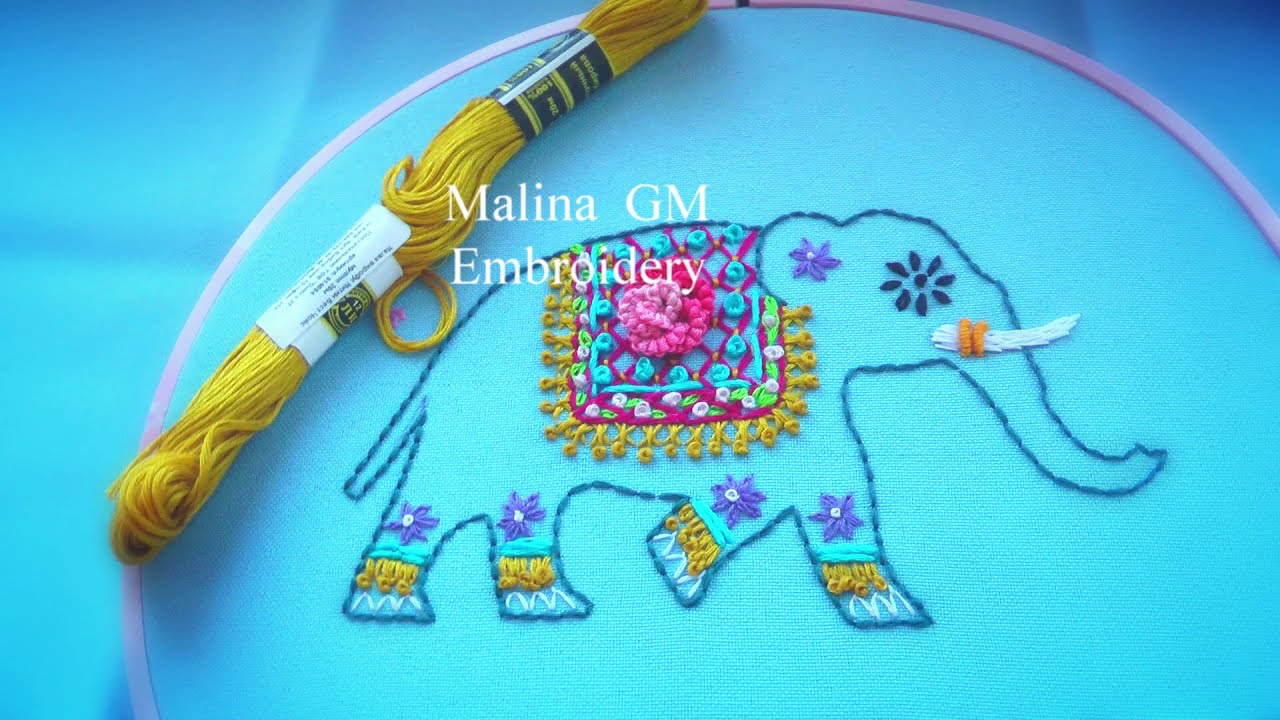 Hand Embroidery elephant design  | ВЫШИВКА СЛОНА